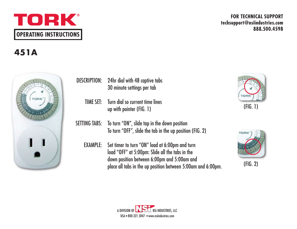 NSi Industries 451A User Manual | 1 page