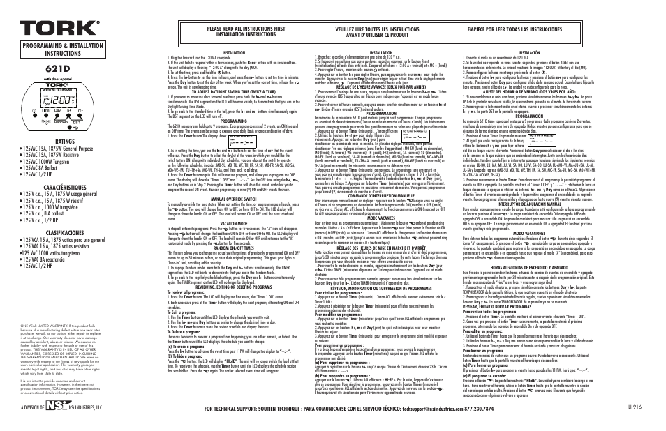 NSi Industries 621D User Manual | 1 page