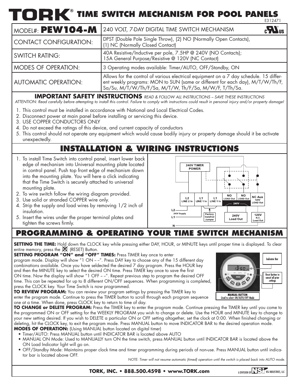 NSi Industries PEW104-M User Manual | 1 page