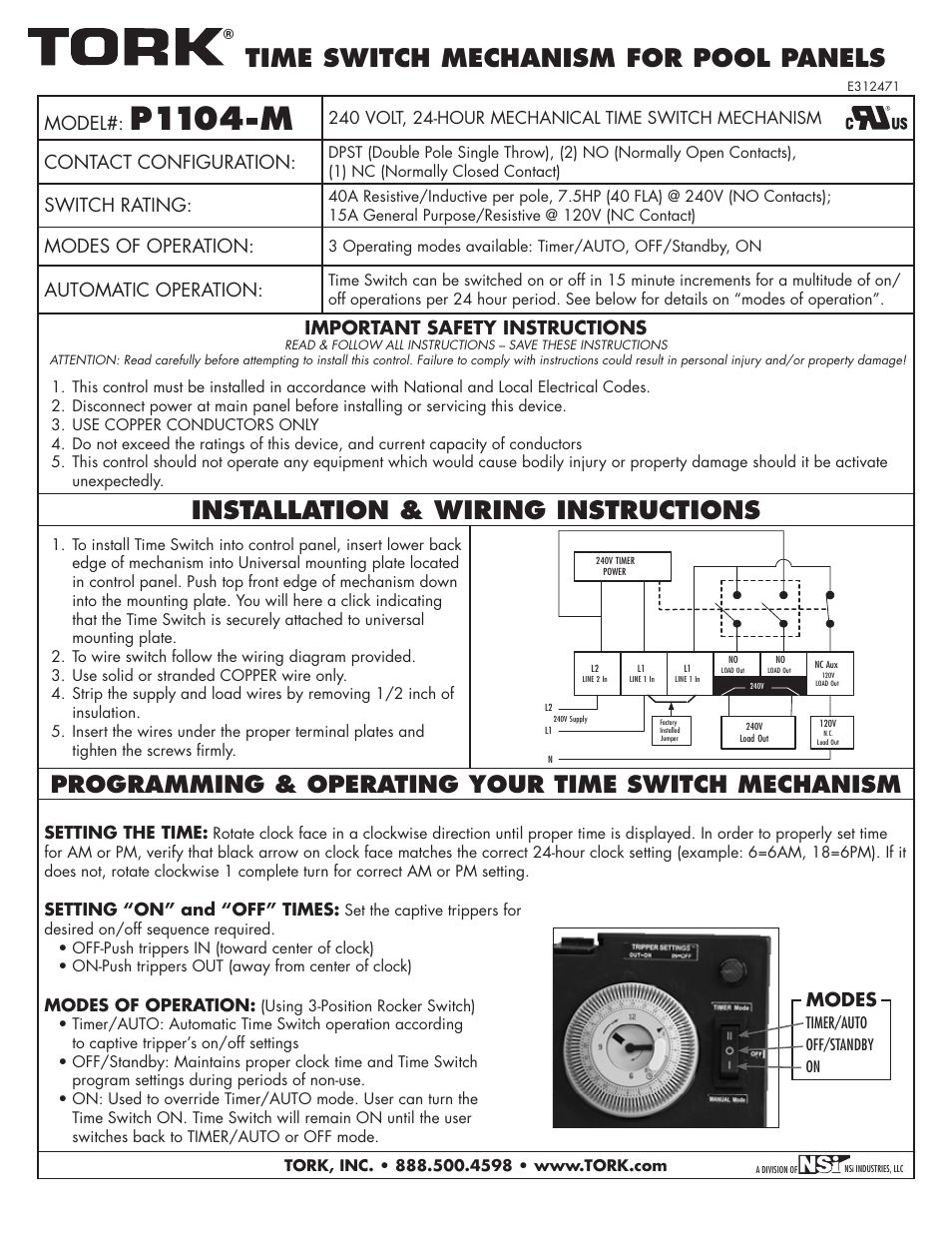 NSi Industries P1104-M User Manual | 1 page