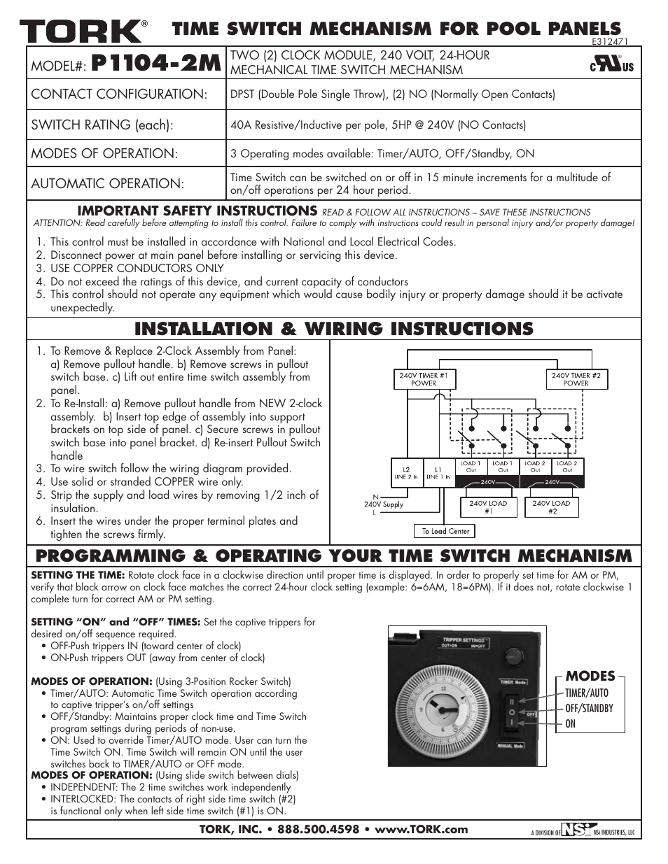 NSi Industries P1104-2M User Manual | 1 page
