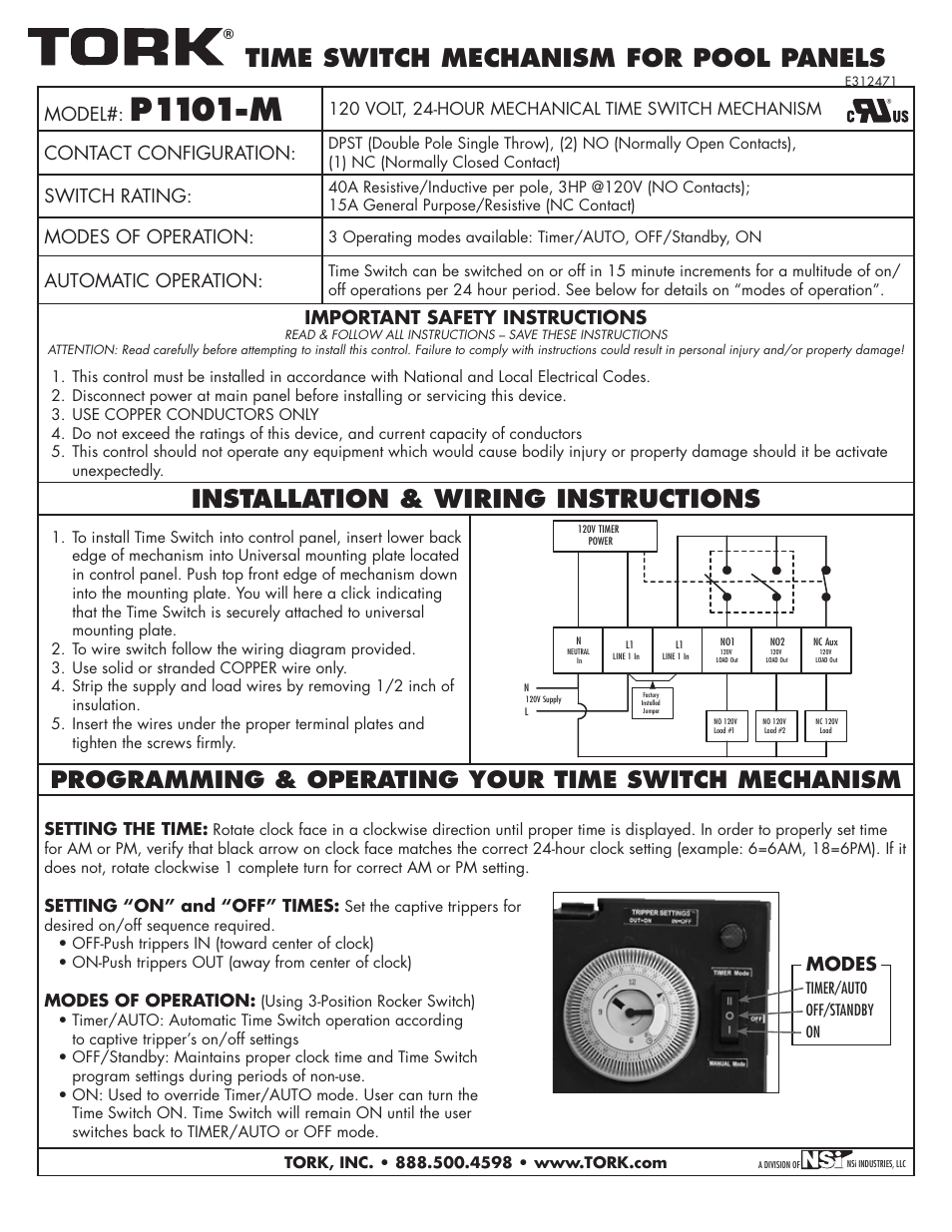 NSi Industries P1101-M User Manual | 1 page