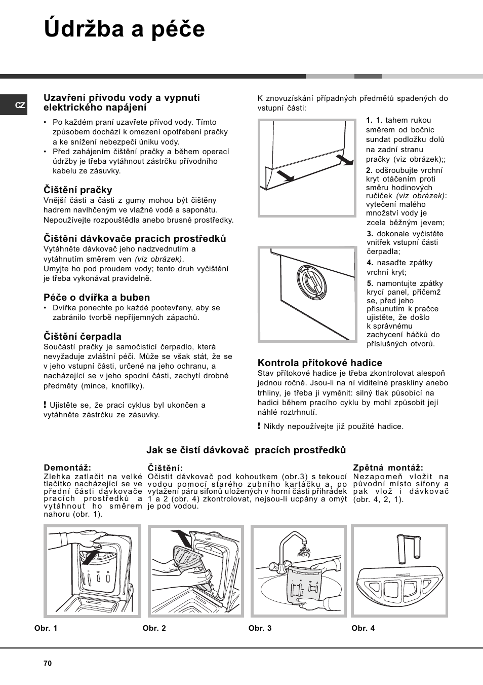Údrba a péèe | Hotpoint Ariston AVTF 109 User Manual | Page 70 / 72