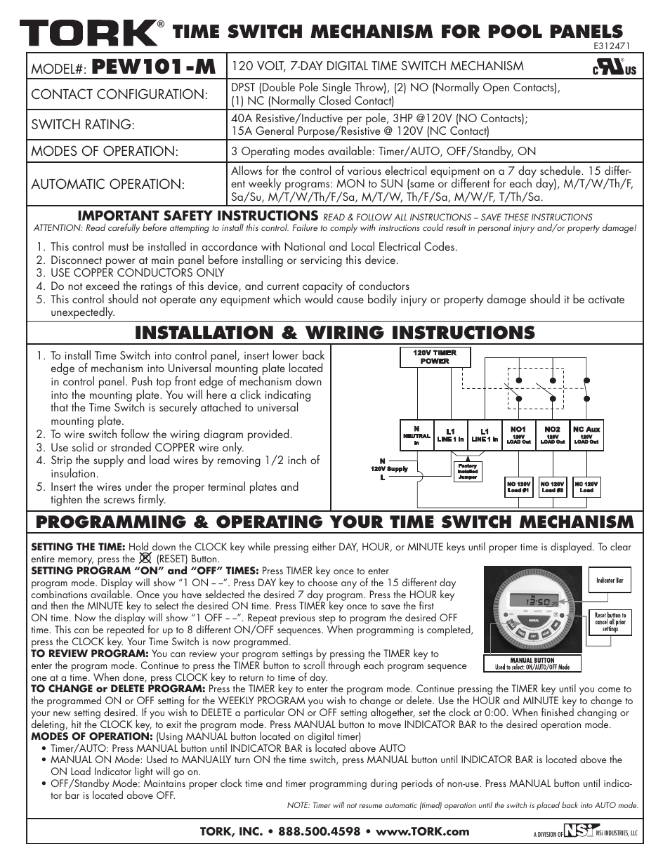 NSi Industries PEW101-M User Manual | 1 page