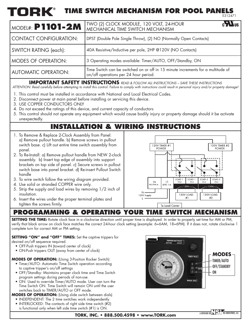 NSi Industries P1101-2M User Manual | 1 page