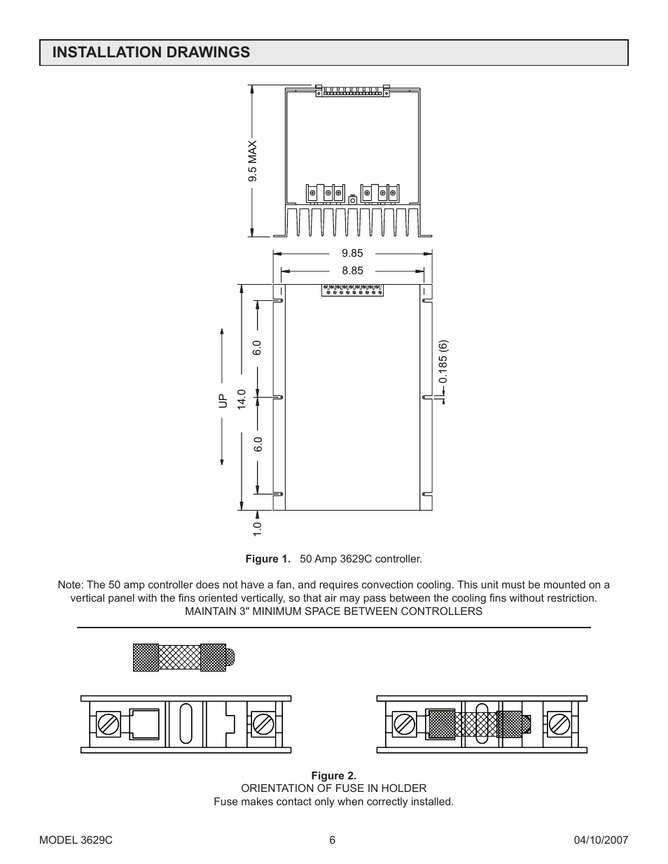 Installation drawings | Precision Control Systems 3629C User Manual | Page 10 / 28