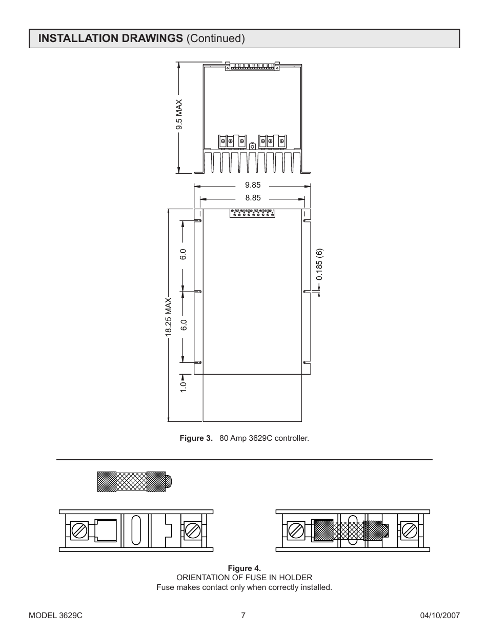 Installation drawings (continued) | Precision Control Systems 3629C User Manual | Page 11 / 28