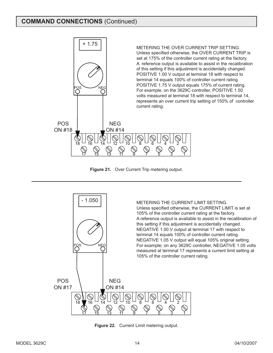 Figure 22, Figure 21, Command connections (continued) | Precision Control Systems 3629C User Manual | Page 18 / 28