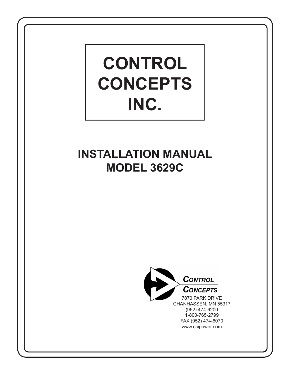 Controlir 3629c.pdf, Control concepts inc, Installation manual model 3629c | Precision Control Systems 3629C User Manual | Page 2 / 28