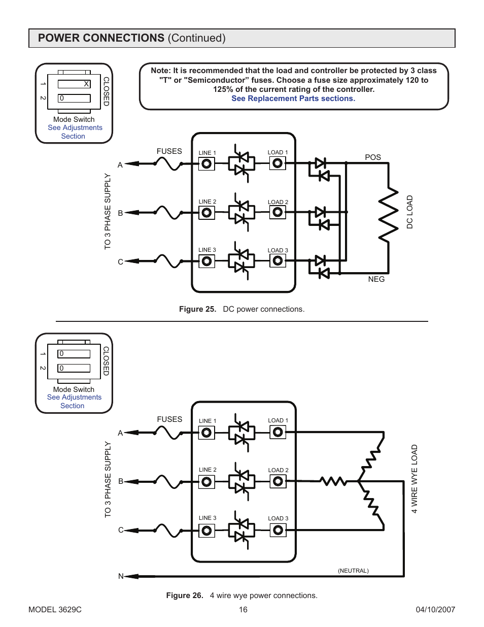 Figures 25, Figure 25, Figure 26 | Power connections (continued) | Precision Control Systems 3629C User Manual | Page 20 / 28