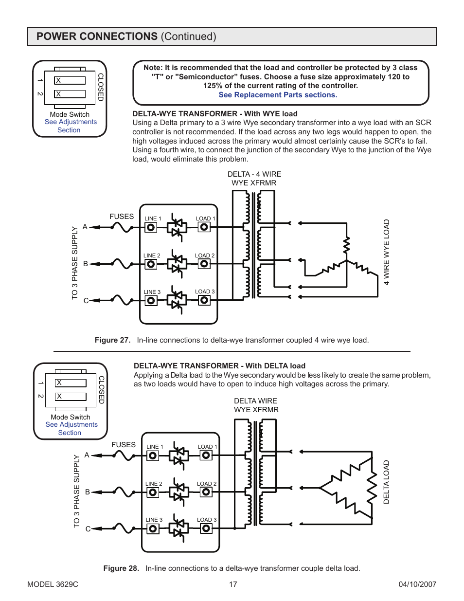 Figure 27, Figure 28, Power connections (continued) | Precision Control Systems 3629C User Manual | Page 21 / 28