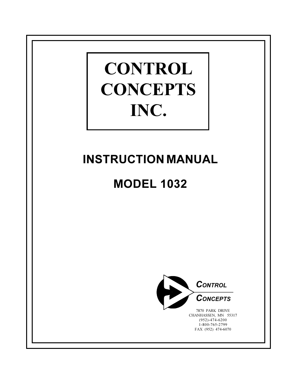 Controlir 1032 user manual.pdf, Control concepts inc, Model 1032 | Instruction manual | Precision Control Systems 1032 User Manual | Page 2 / 11