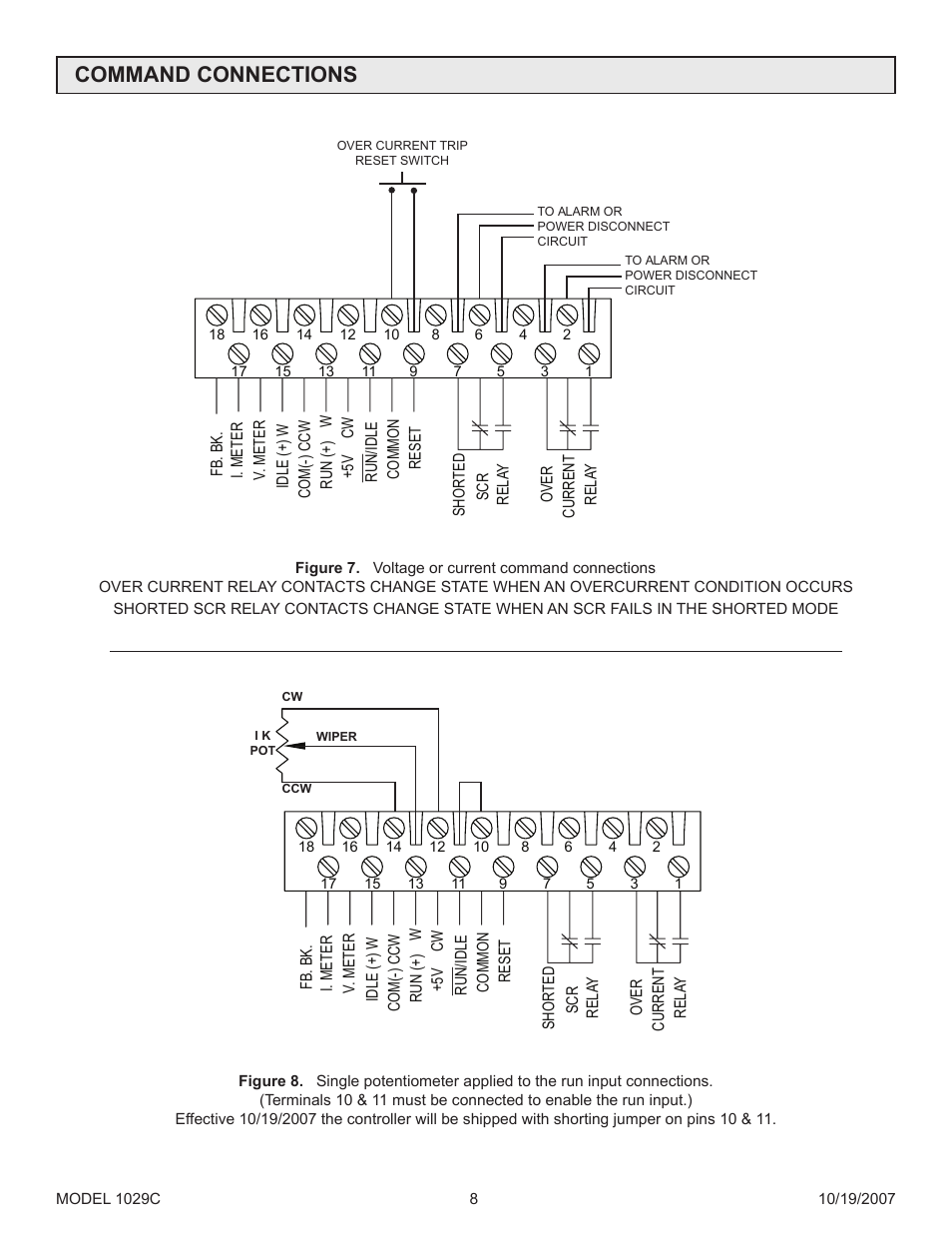 Command connections, Figure 7, Figure 8 | Relay are shown in, Shown in | Precision Control Systems 1029C User Manual | Page 12 / 23