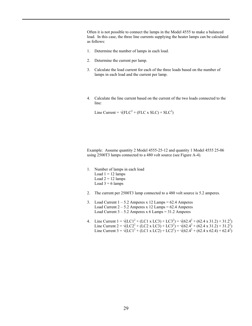 Flc = first load current, Slc = second load current, Three-phase unbalanced loads | Precision Control Systems PanelIR 4555 User Manual | Page 32 / 33