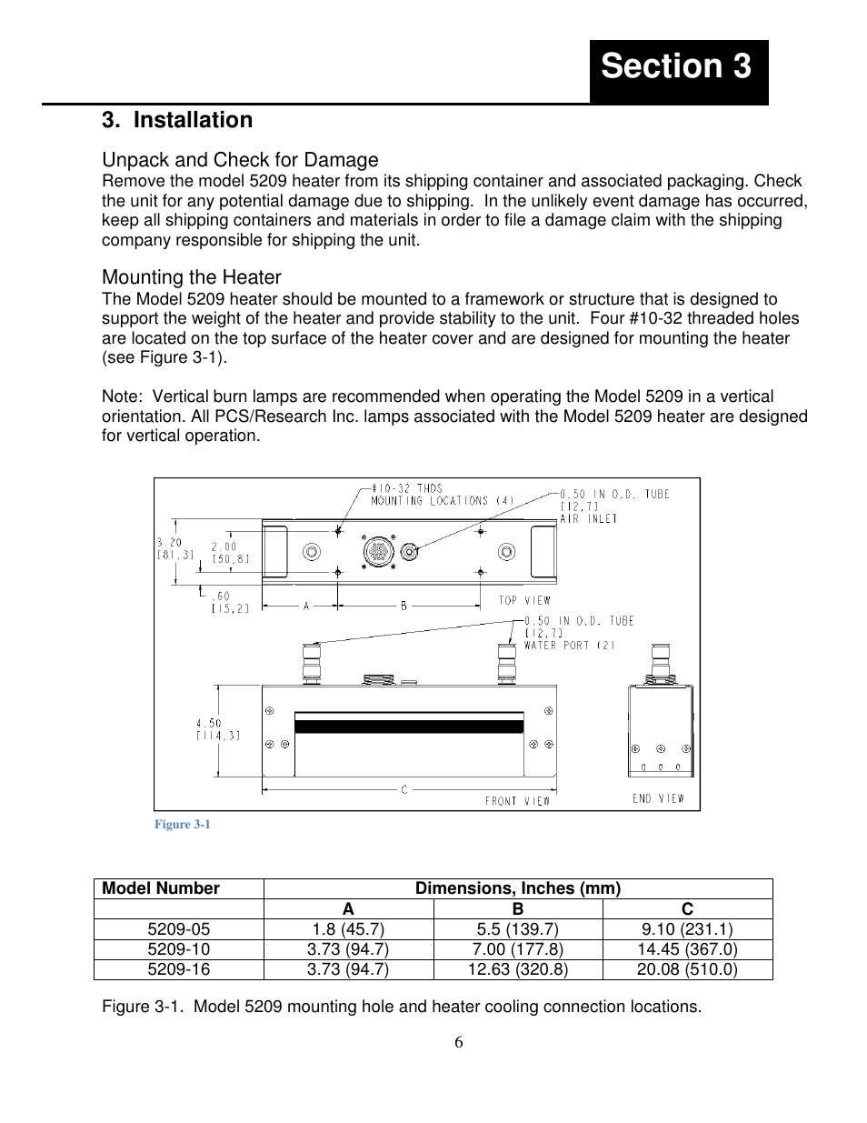 Installation | Precision Control Systems Hi-Temp IR 5209 User Manual | Page 10 / 24