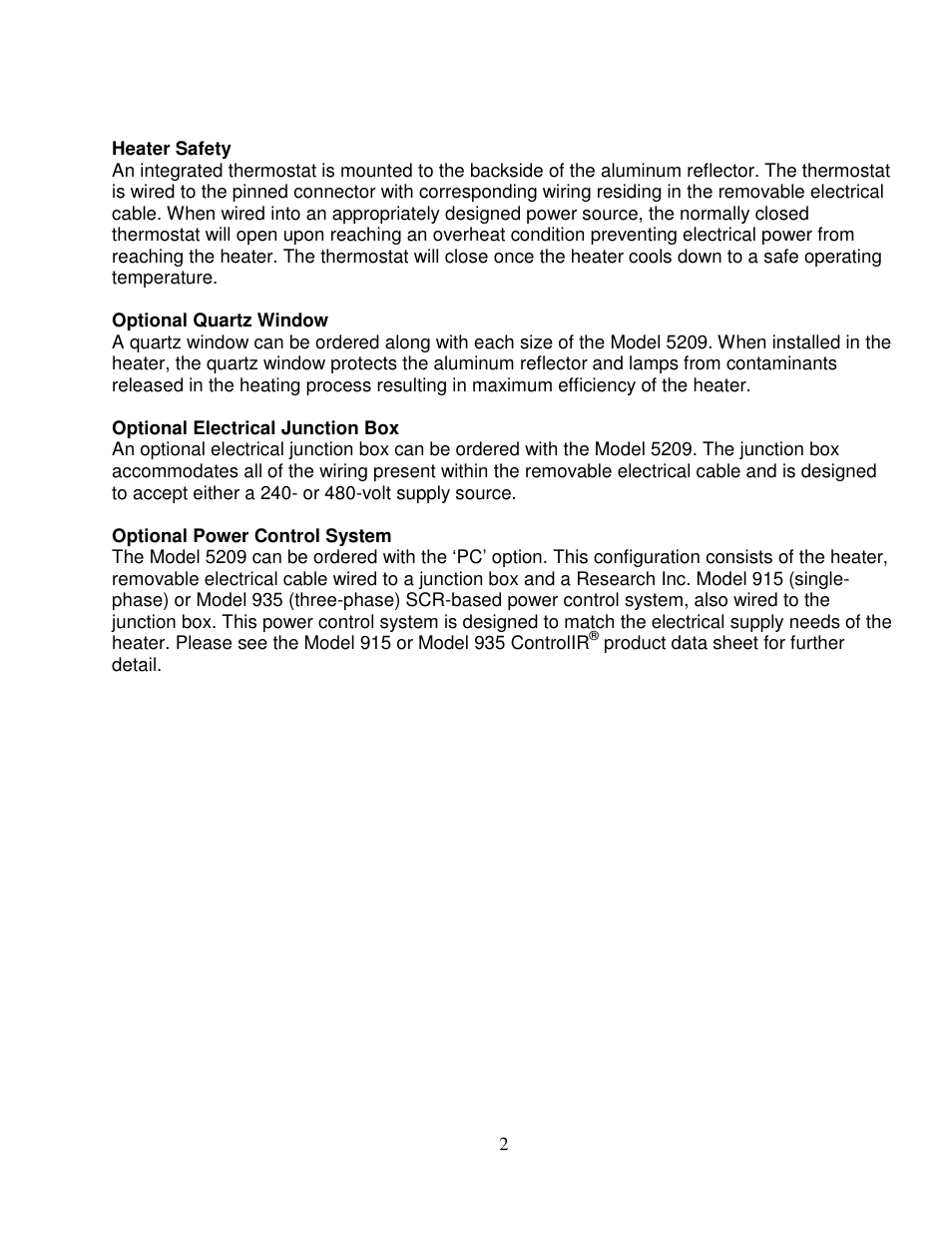 Precision Control Systems Hi-Temp IR 5209 User Manual | Page 6 / 24