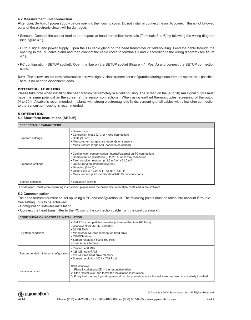 Pyromation Series 441 User Manual | Page 2 / 4