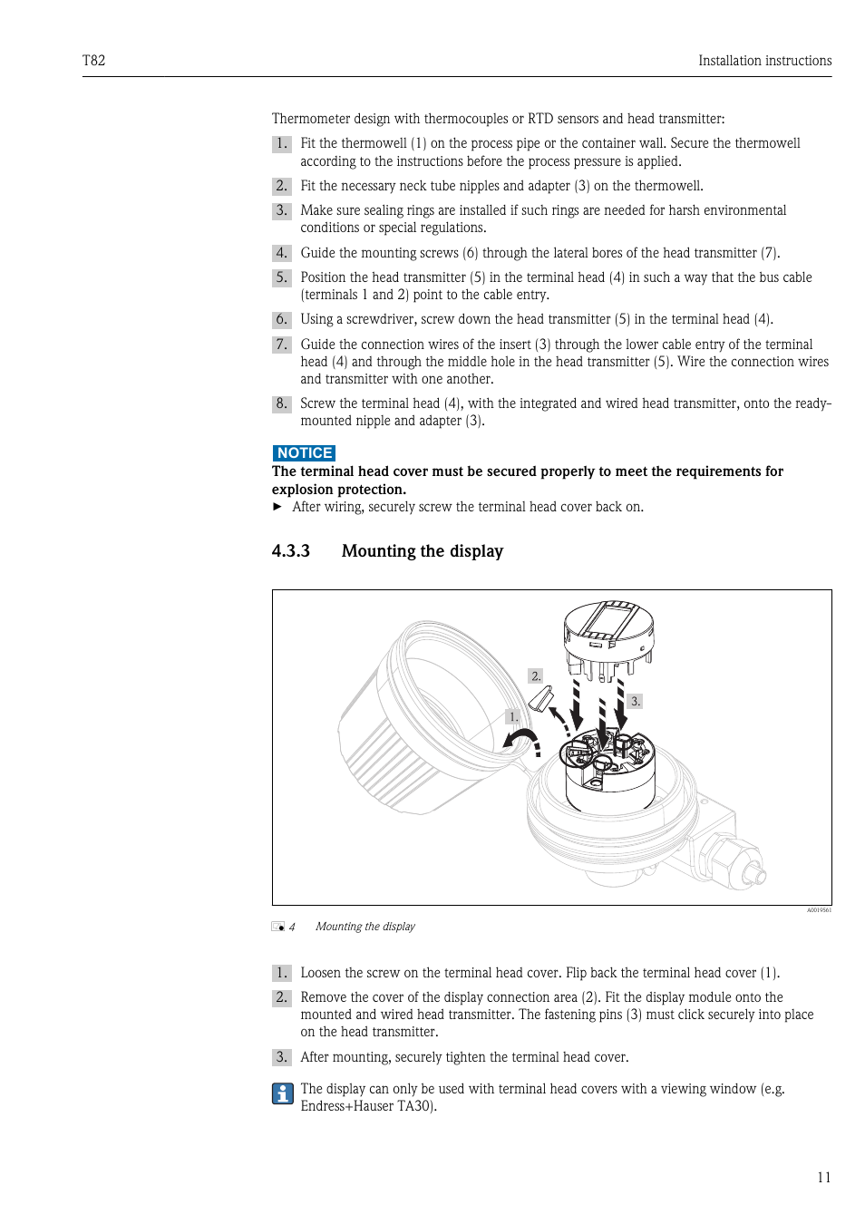 3 mounting the display | Pyromation T82 User Manual | Page 11 / 88