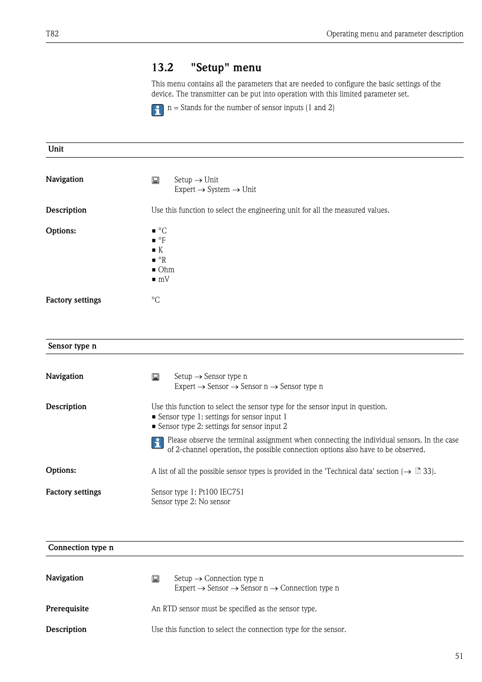 2 "setup" menu, Ä 51) | Pyromation T82 User Manual | Page 51 / 88