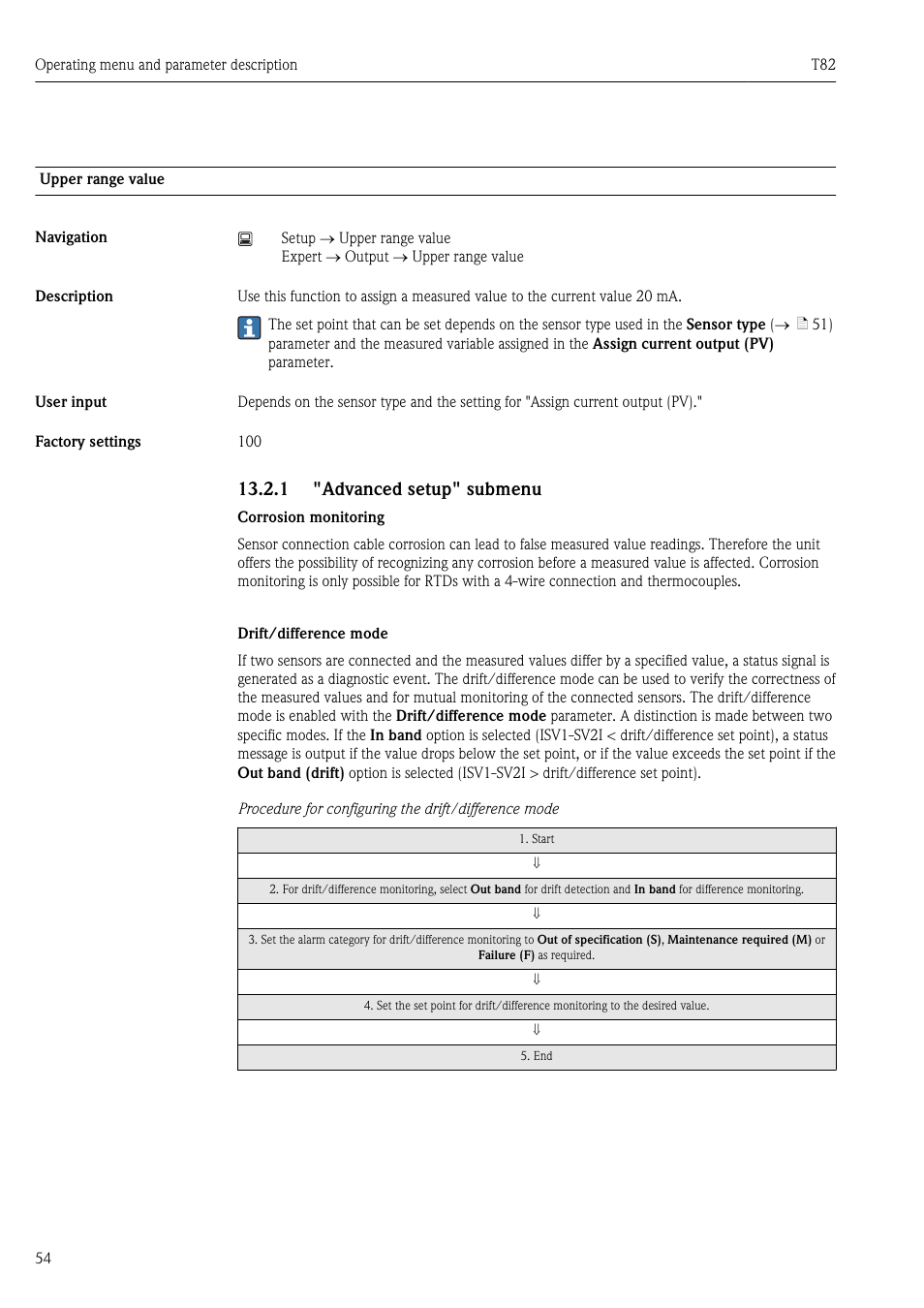 1 "advanced setup" submenu, Ä 54) | Pyromation T82 User Manual | Page 54 / 88