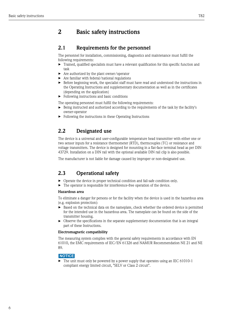 2 basic safety instructions, 1 requirements for the personnel, 2 designated use | 3 operational safety, Ä 6), Basic safety instructions, Requirements for the personnel, Designated use, Operational safety, 2basic safety instructions | Pyromation T82 User Manual | Page 6 / 88