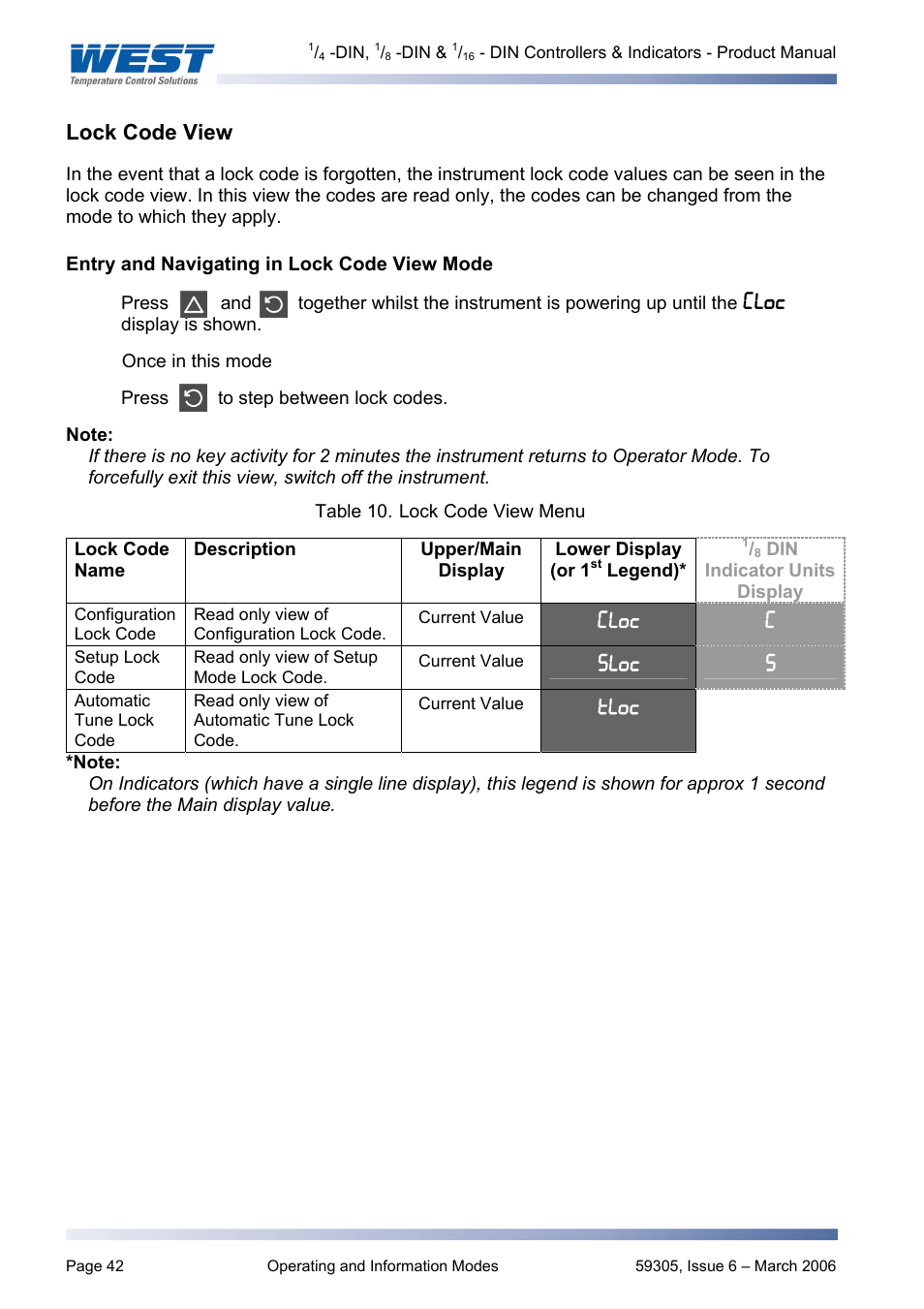 Lock code view, Entry and navigating in lock code view mode | Pyromation Series 610 1_16 DIN User Manual | Page 47 / 177