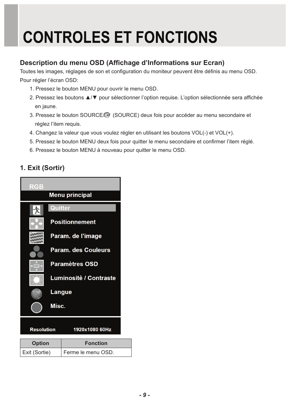 Exit (sortir) | Revo RM23-OR1 User Manual | Page 34 / 72