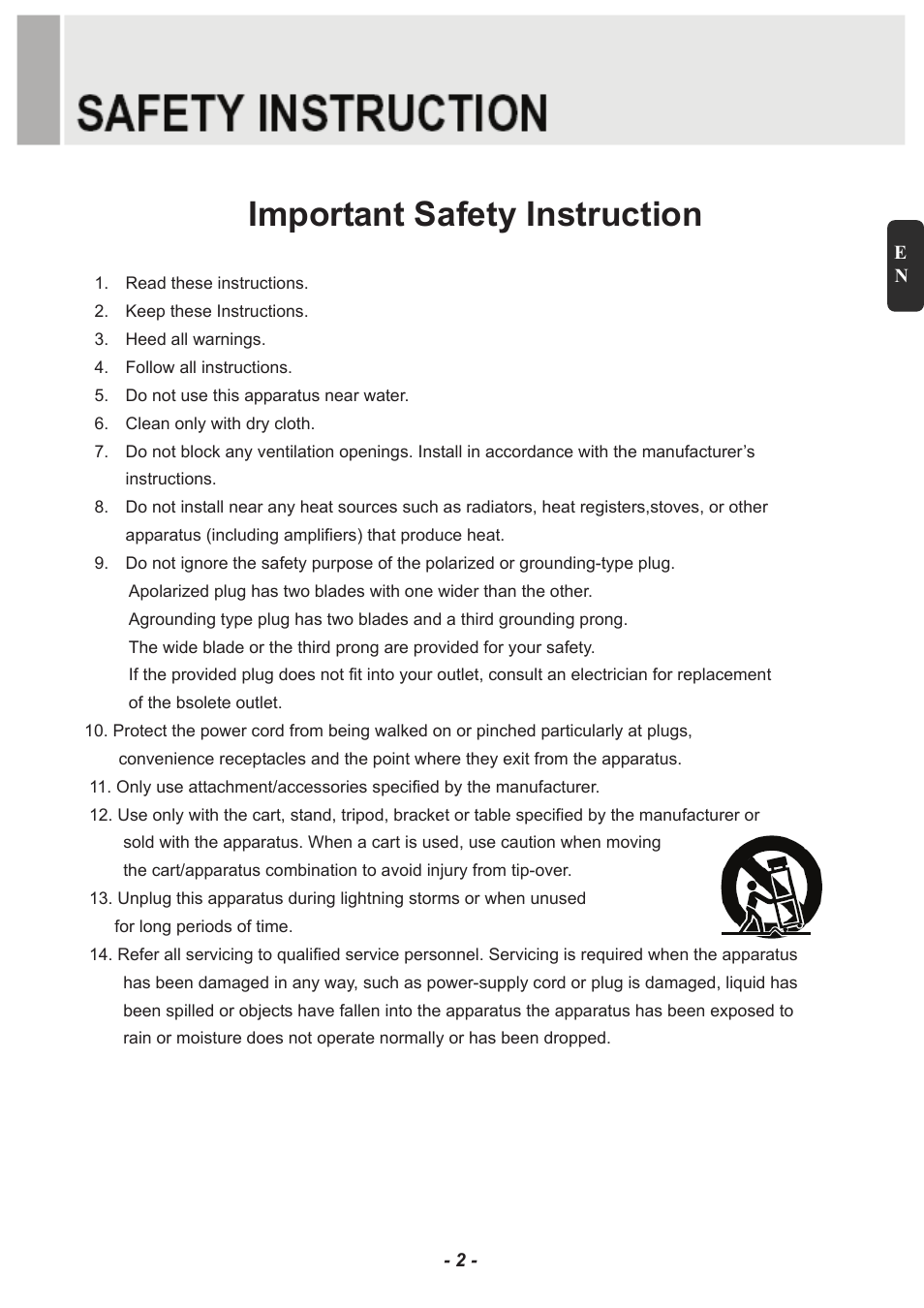 Important safety instruction | Revo RM23-OR1 User Manual | Page 5 / 72