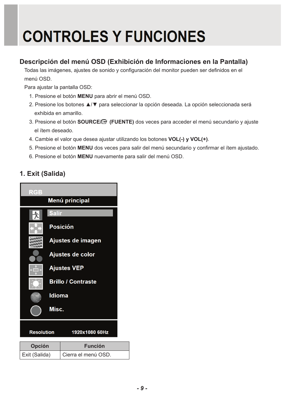 Exit (salida) | Revo RM23-OR1 User Manual | Page 56 / 72