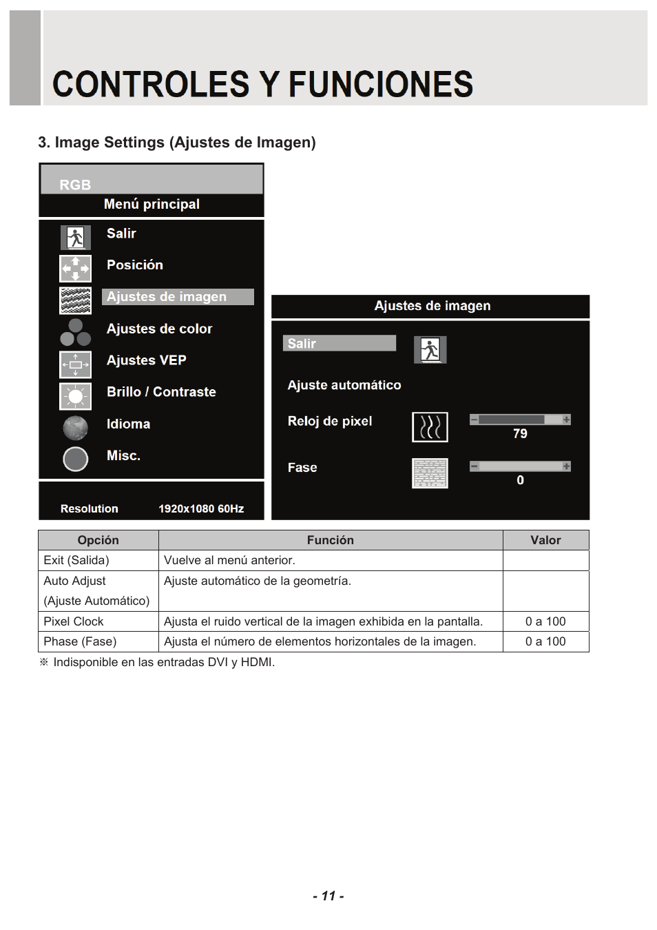 Image settings (ajustes de imagen) | Revo RM23-OR1 User Manual | Page 58 / 72