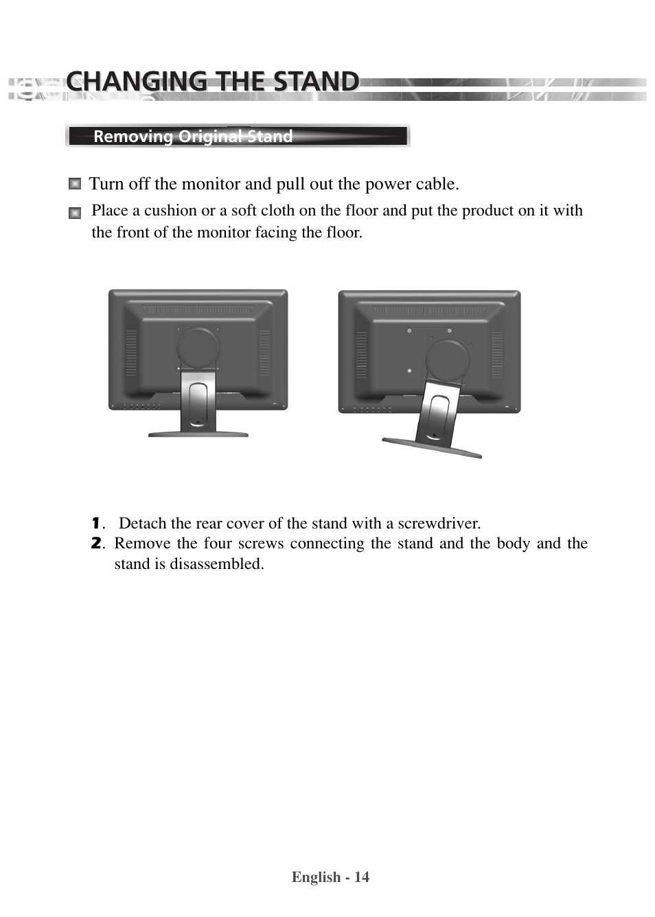 Changing the st, Changing the st and and | Revo RM2LCD19 User Manual | Page 18 / 22