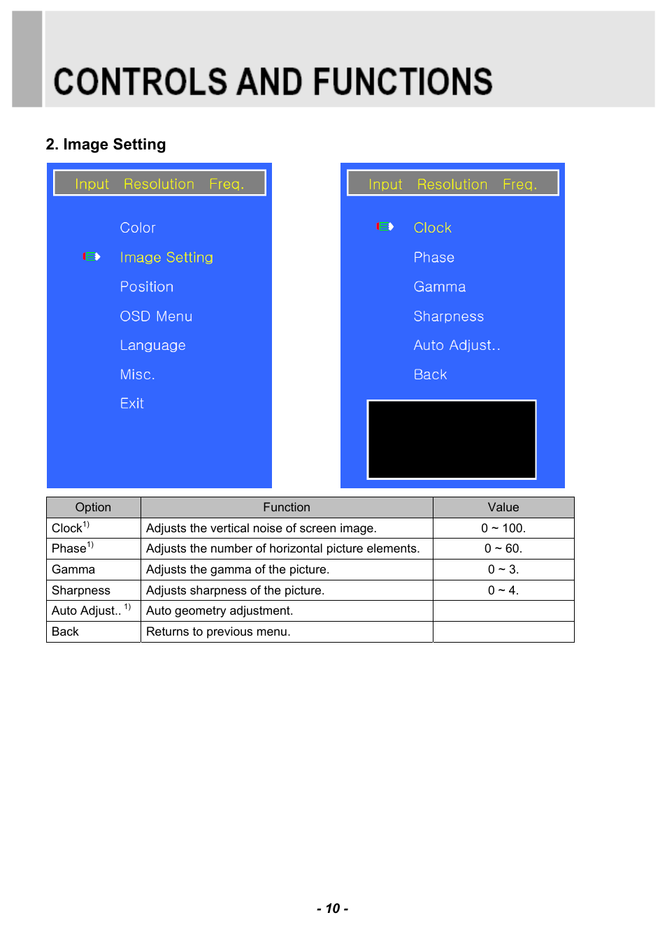 Image setting | Revo RM185-OR1 User Manual | Page 12 / 28