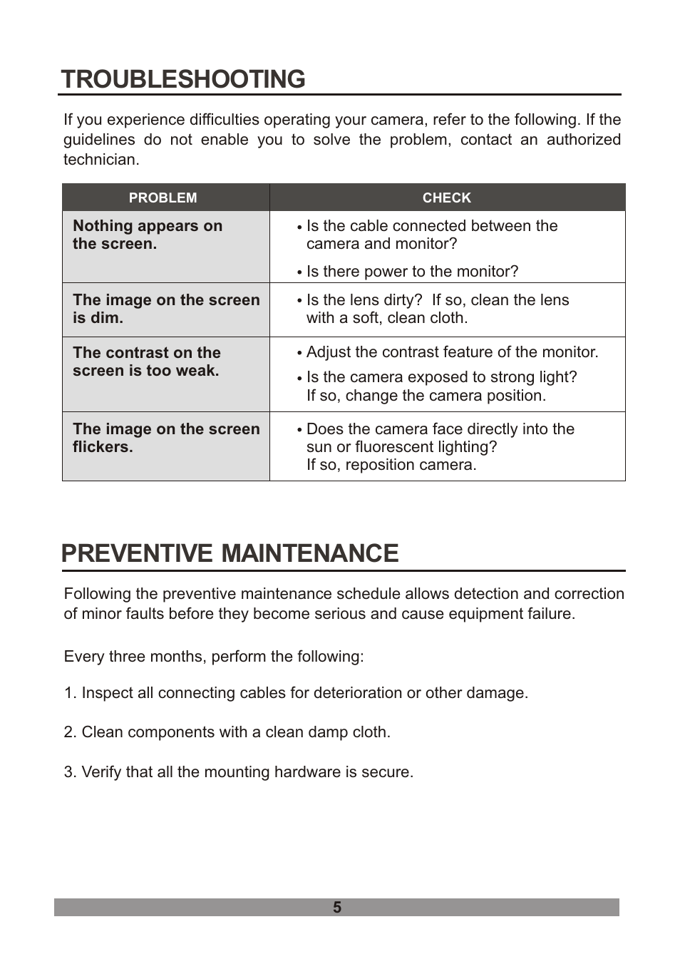 쪽 12, Preventive maintenance troubleshooting | Revo RDOMRJCAM User Manual | Page 11 / 16