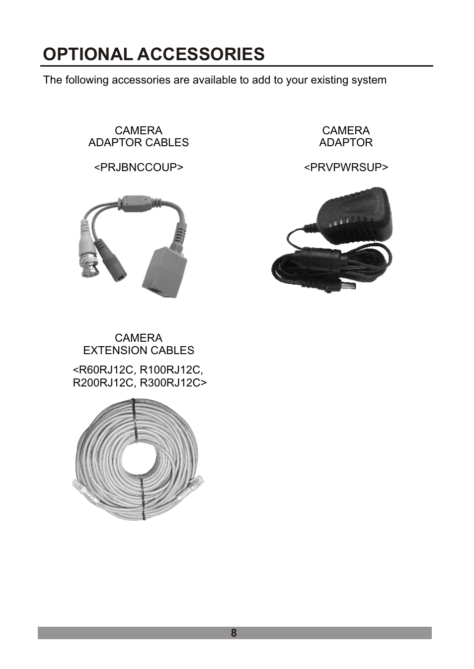 쪽 15, Optional accessories | Revo RDOMRJCAM User Manual | Page 14 / 16
