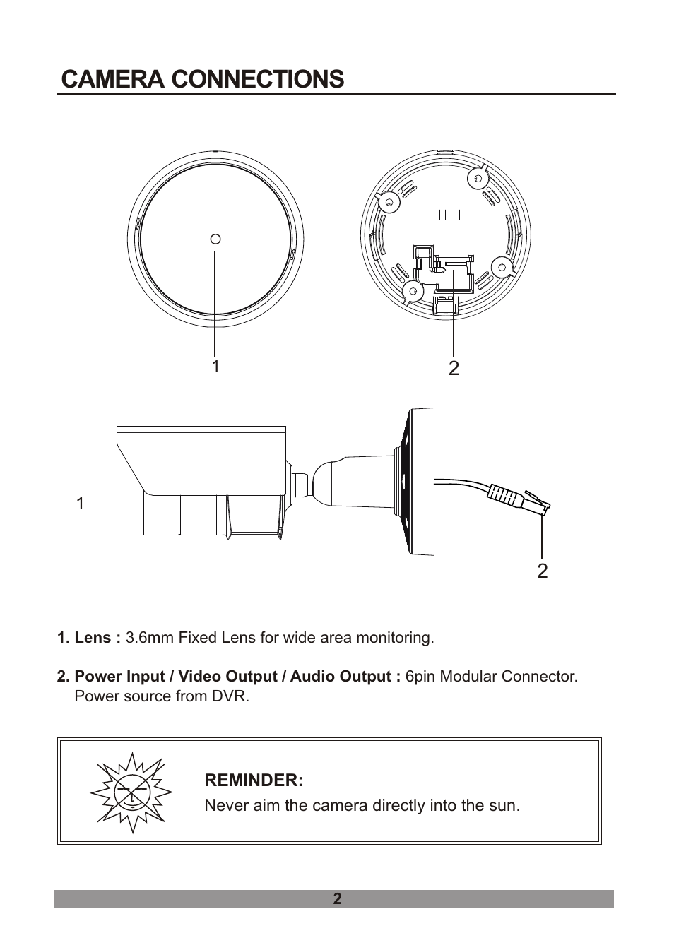 Camera connections | Revo RDOMRJCAM User Manual | Page 8 / 16