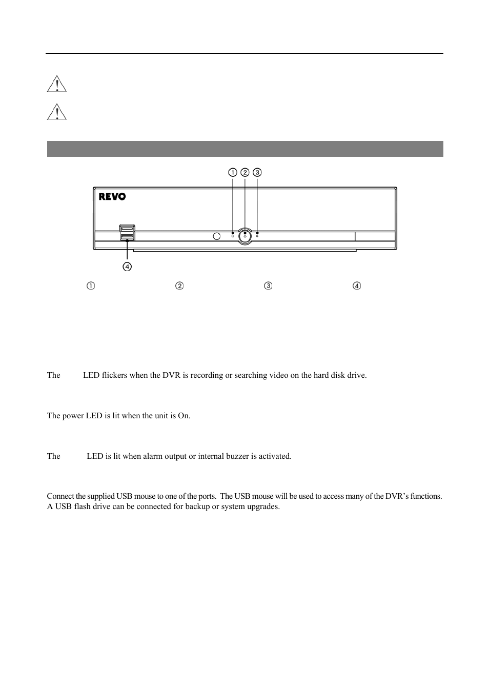 Front panel controls | Revo R4-8-16DVR3 User Manual | Page 12 / 56