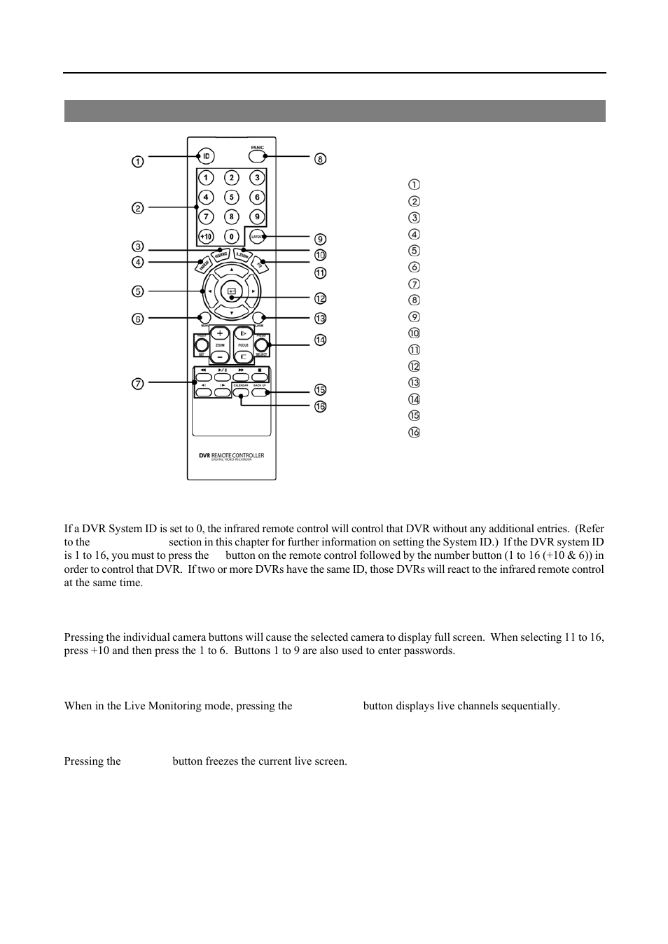 Infrared remote control | Revo R4-8-16DVR3 User Manual | Page 13 / 56