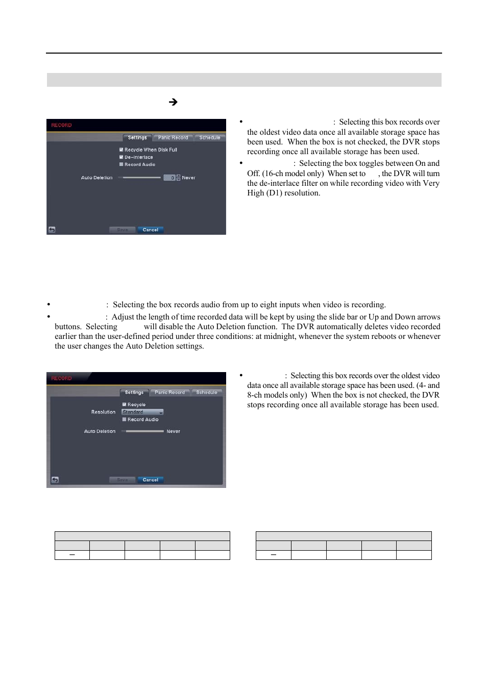 Record setup, Record settings (record  settings tab) | Revo R4-8-16DVR3 User Manual | Page 27 / 56