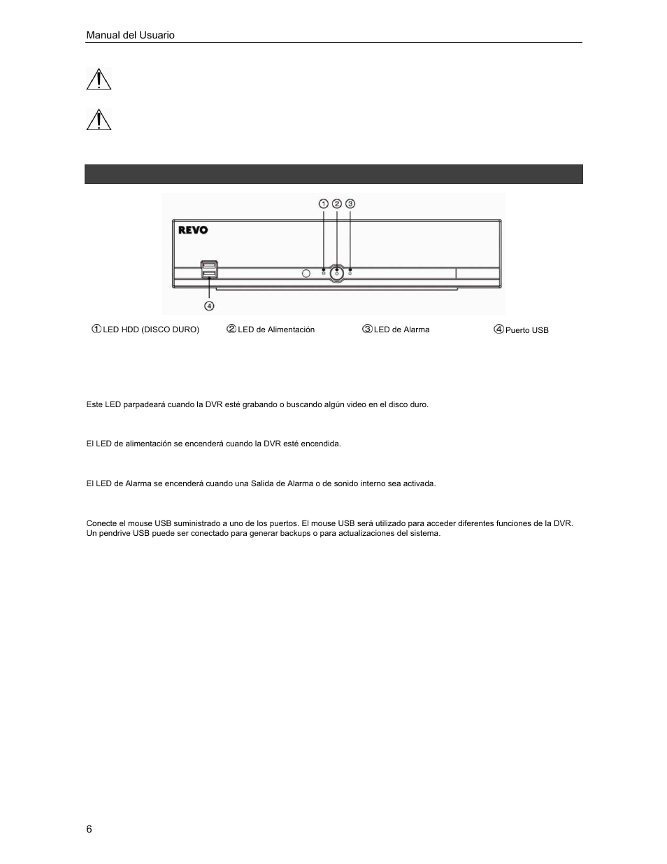 Control del panel frontal | Revo R4-8-16DVR3 User Manual | Page 12 / 52