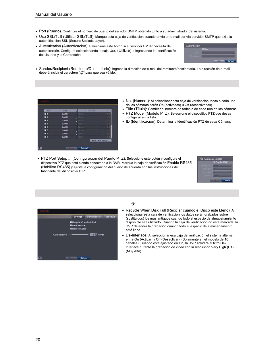 Configuracion de las camaras, Configuracion de la grabacion | Revo R4-8-16DVR3 User Manual | Page 26 / 52