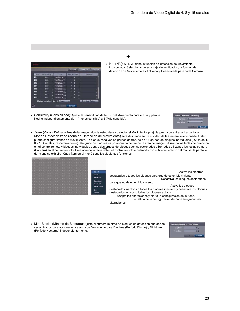 Configuracion de eventos | Revo R4-8-16DVR3 User Manual | Page 29 / 52