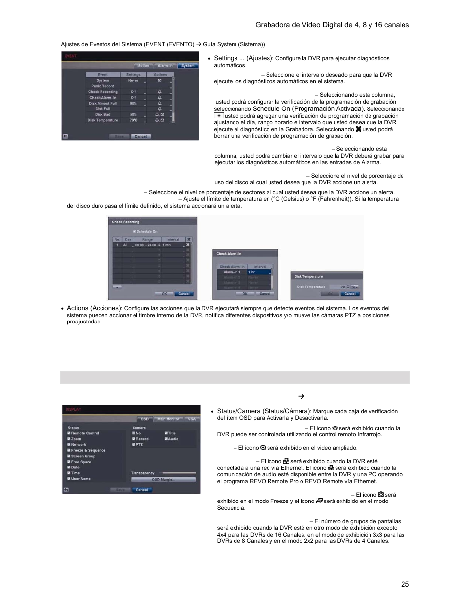 Configuracion de exhibicion | Revo R4-8-16DVR3 User Manual | Page 31 / 52
