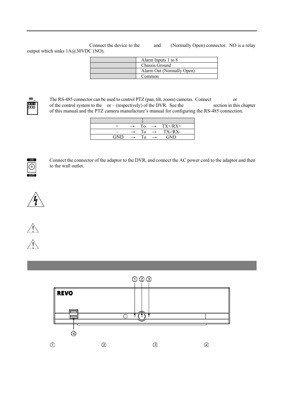 Front panel controls | Revo R4-8DVR4 User Manual | Page 11 / 56