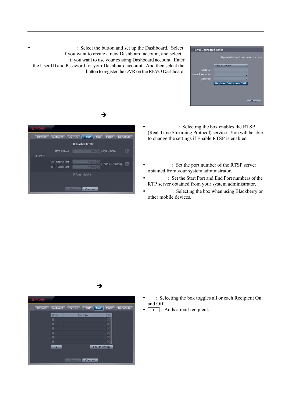 Mail settings (network  mail tab) | Revo R4-8DVR4 User Manual | Page 25 / 56