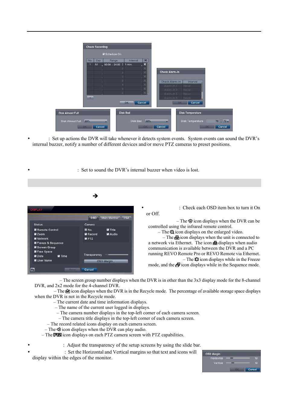 Display setup, Osd settings (display  osd tab) | Revo R4-8DVR4 User Manual | Page 32 / 56
