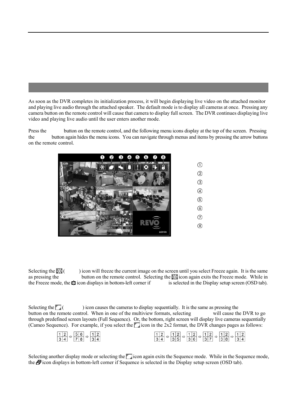 Chapter 3 — operation, Live monitoring | Revo R4-8DVR4 User Manual | Page 35 / 56