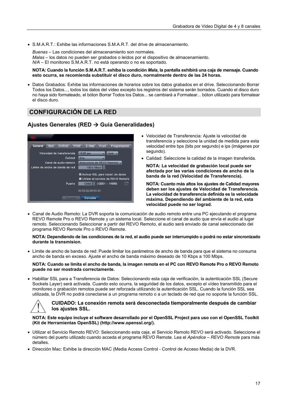 Configuración de la red, Ajustes generales (red  guía generalidades) | Revo R4-8DVR4 User Manual | Page 23 / 54