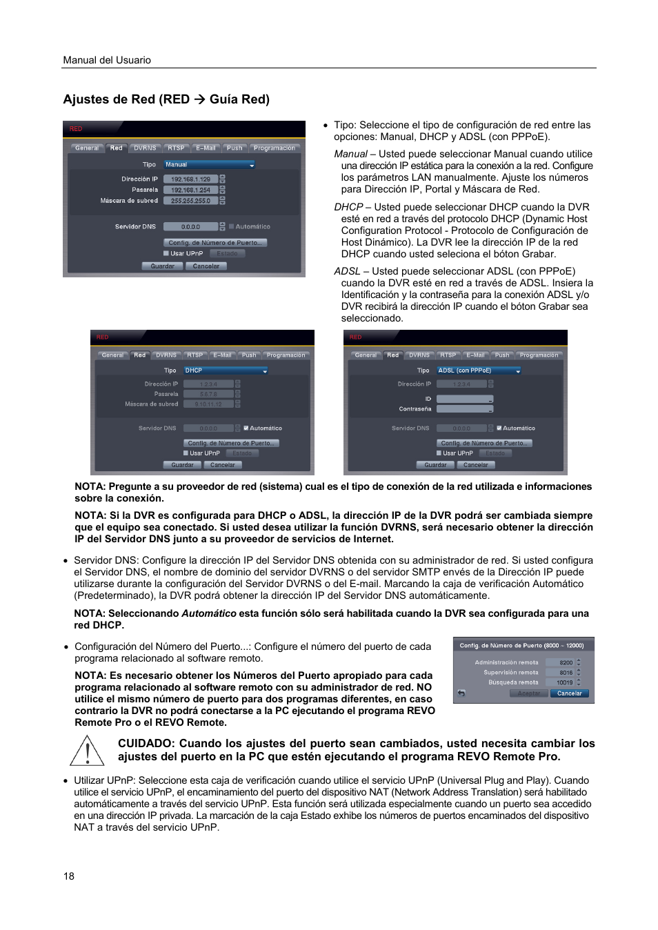 Ajustes de red (red  guía red) | Revo R4-8DVR4 User Manual | Page 24 / 54