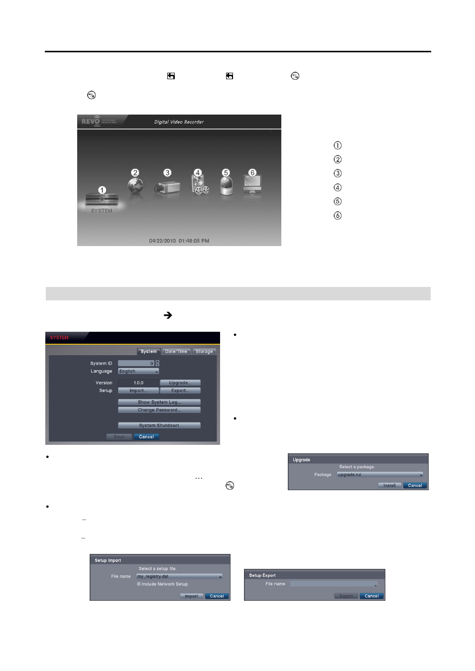 System setup, System settings (system  system tab) | Revo R4CMB-500 User Manual | Page 17 / 46