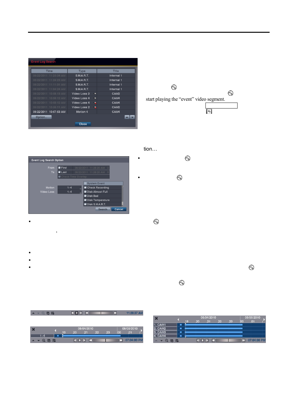 Event log search, Record table search | Revo R4CMB-500 User Manual | Page 35 / 46